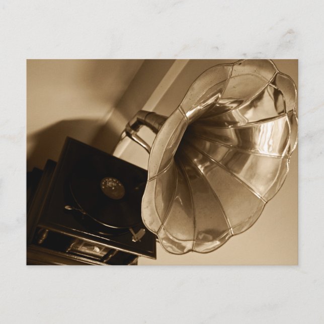 Postal Fonógrafo antiguo Regalos gramófonos Amantes de la (Anverso)