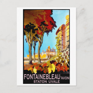 Postal Fontainebleau, Avon, París, Francia, vintage
