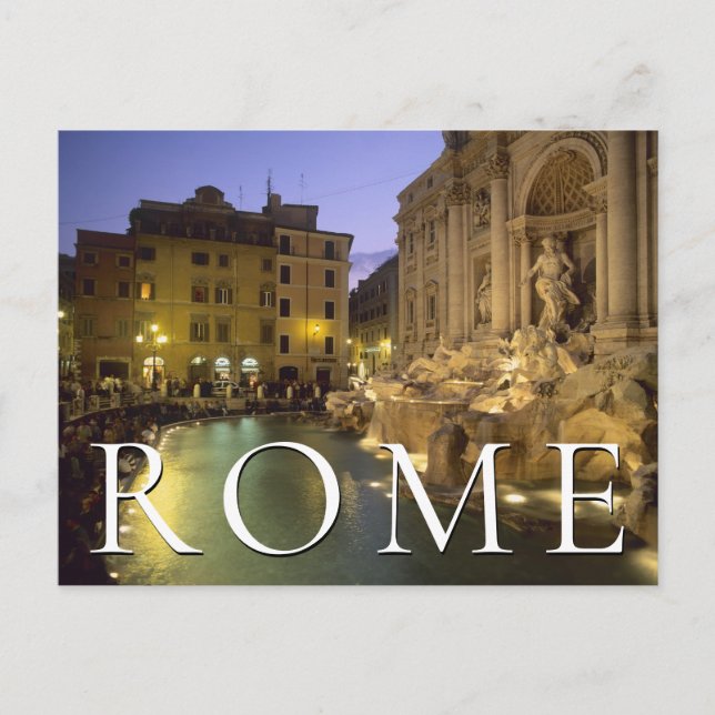 Postal Fontana de Trevi de noche | Roma, Lacio, Italia (Anverso)
