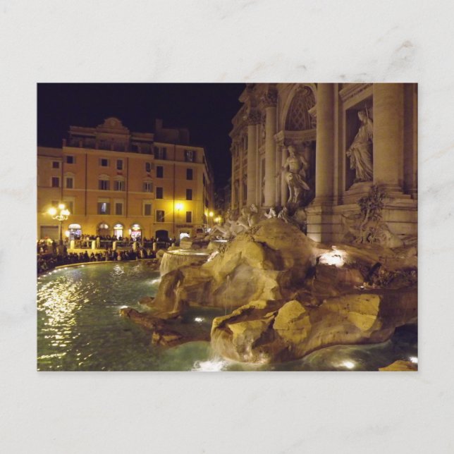 Postal Fontana de Trevi Roma de noche (Anverso)