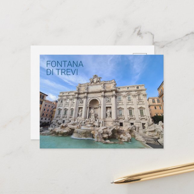 Postal Fontana di Trevi Roma Italia Feriado de Fiesta Pan (Anverso/Reverso In Situ)