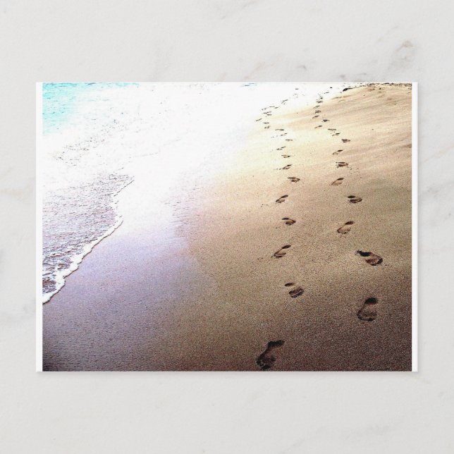 Postal Footprints Beach Love Barbados Couple Walking (Anverso)