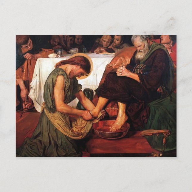 Postal Ford Madox Brown - Jesús lavando los pies de Peter (Anverso)