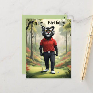 Postal Fore: un tigre jugando golf, Cumpleaños