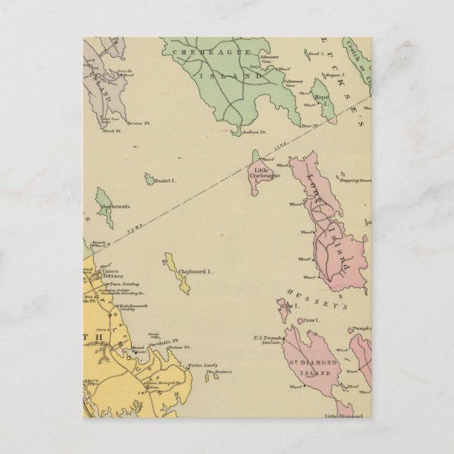 Postal Foreside de Falmouth, islas adyacentes, Bahía de C (Anverso)