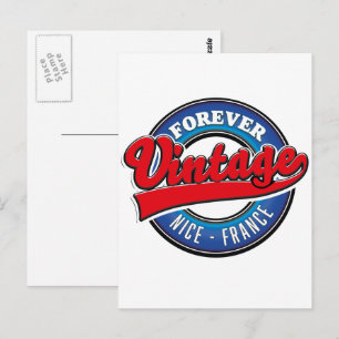 Postal Forever Nice, logotipo vintage de Francia