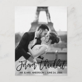 Postal Forever Thankful Brush Script Boda Foto Moderno
