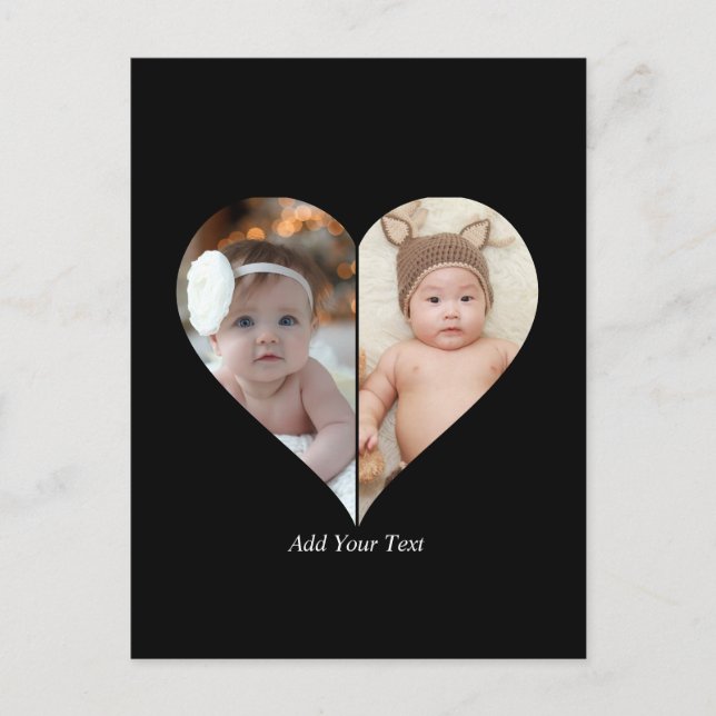 Postal Forma cardíaca 2 Collage de fotos (Anverso)