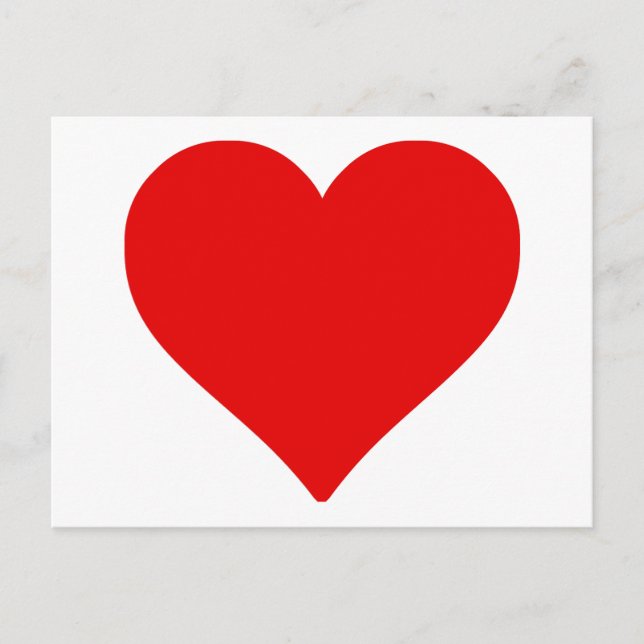 Postal Forma de corazón rojo Amor Clásico Minimalismo sim (Anverso)