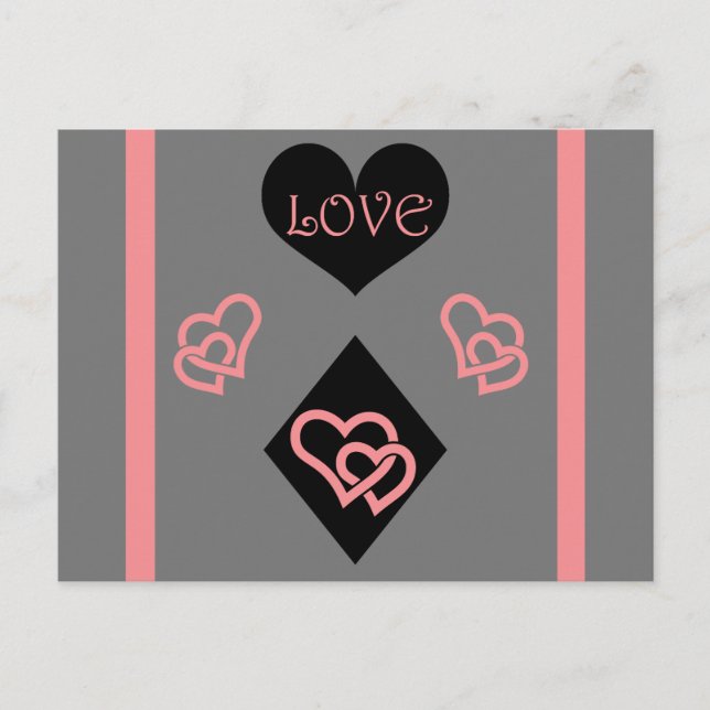 Postal Forma de diamante y corazón "amor" (Anverso)
