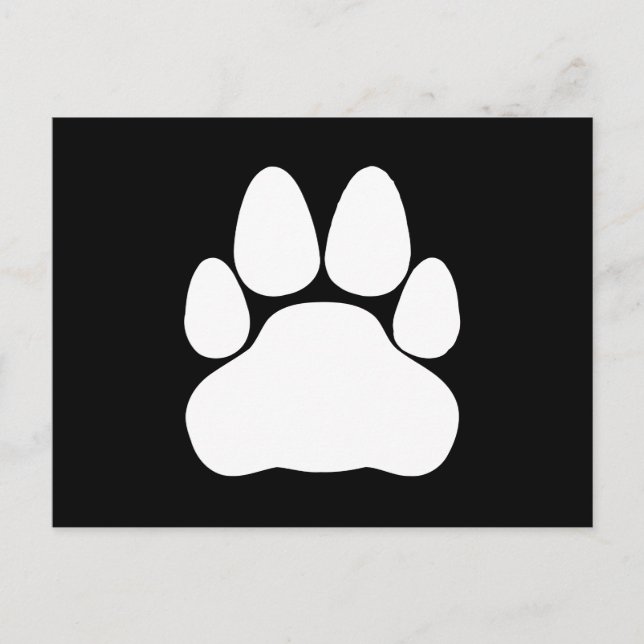Postal Forma de huella de pata de gato blanca (Anverso)