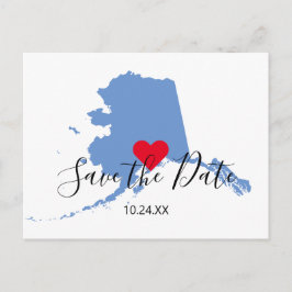 Postal Forma de mapa azul de Alaska Guardar fecha