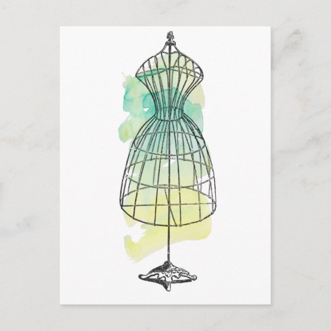 Postal Forma de vestir de color agua (Anverso)