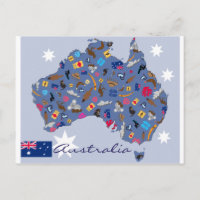 forma del país Australia con iconos
