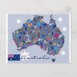 Postal forma del país Australia con iconos