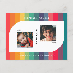 Postal Forma geométrica retro colorida Foto de graduación