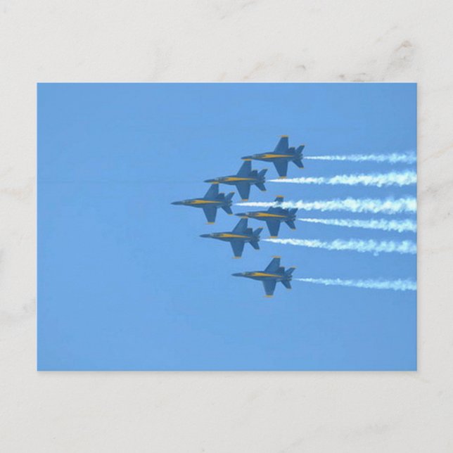 Postal Formación diagonal de seis jets de Blue Angels con (Anverso)