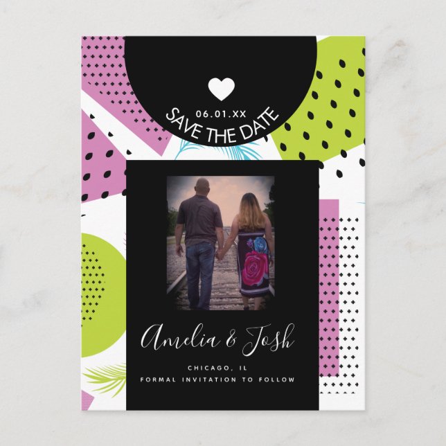 Postal Formas de Collage de Verano Patrón Save the Date (Anverso)