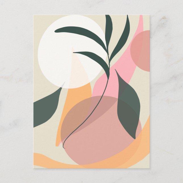Postal Formas de ilustración de planta abstracta vegetaci (Anverso)