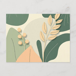 Postal Formas de Plantas Abstractas y Curvas Orgánicas Su
