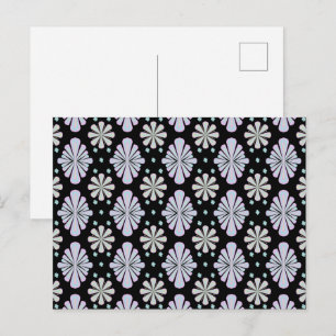 Postal Formas Florales de Pastel sobre Fondo Negro