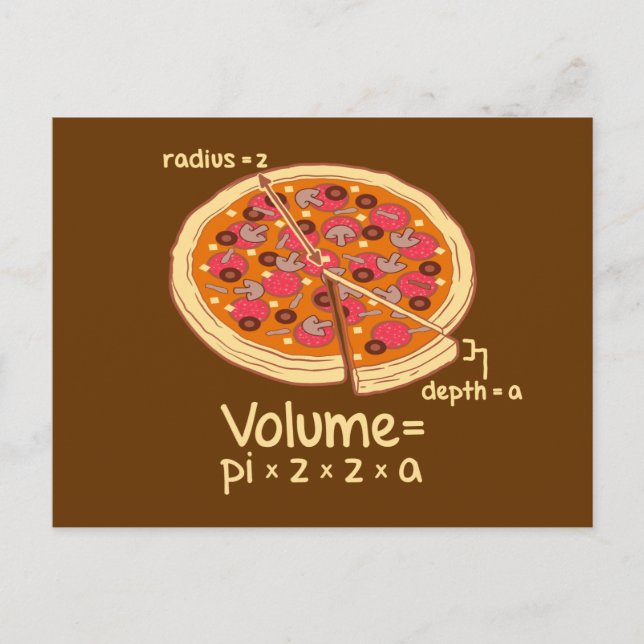 Postal Fórmula Matemática del Volumen de Pizza = Pi*z*z*a (Anverso)