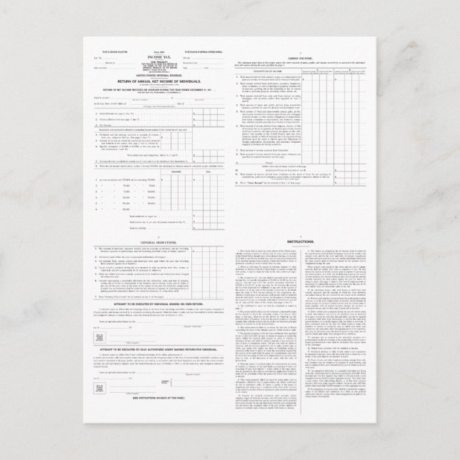 Postal Formulario original de declaración de renta 1040 d (Anverso)