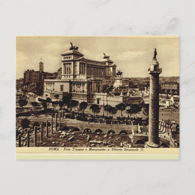 Postal Foro de Trajano y Monumento a Vittorio Emanuele II (Anverso)