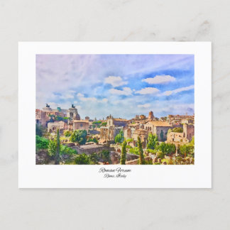 Postal Foro romano Roma, pintura acuática italiana