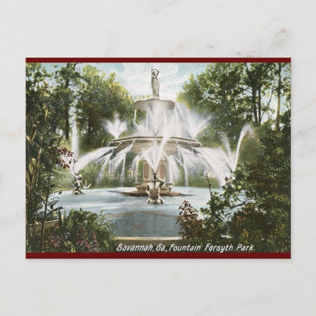 Postal Forsyth Park, Savannah 1906 Vintage (Anverso)