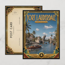 Fort Lauderdale Florida Arte Vintage Deco Dorado