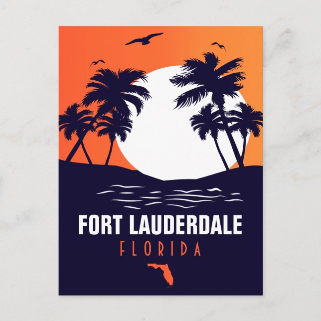 Postal Fort Lauderdale Florida Beach Retro Tropical 60 (Anverso)