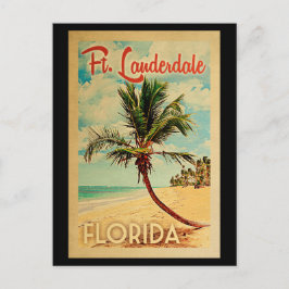 Postal Fort Lauderdale Postcard Palm Tree Beach Retro