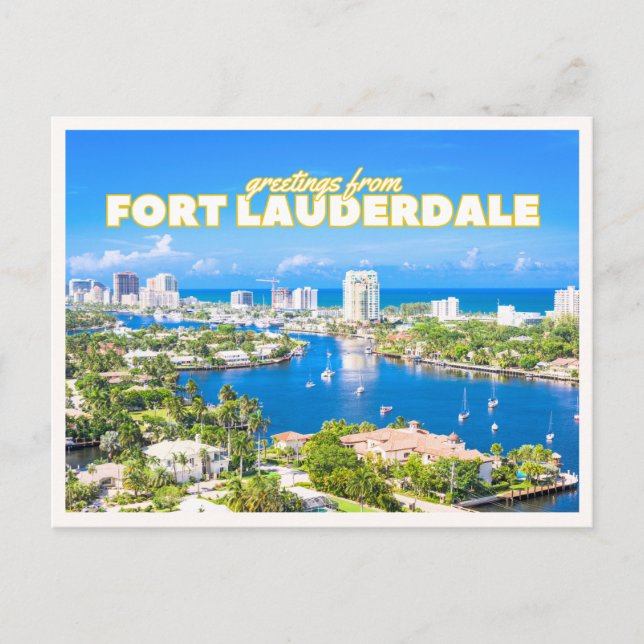 Postal Fort Lauderdale Retro Florida Aerial Boat View (Anverso)