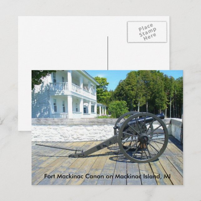 Postal Fort Mackinac Canon en la isla Mackinac (Anverso / Reverso)