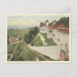 Postal Fort Mackinac vintage, isla Mackinac Michigan