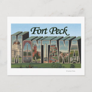 Postal Fort Peck, Montana - Escenas de letras grandes