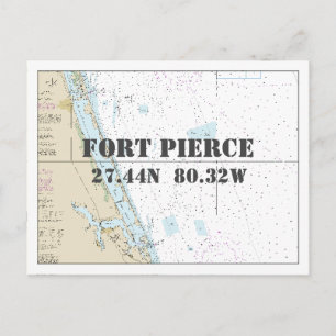 Postal Fort Pierce FL Gráfica Náutica Latitud Longitud