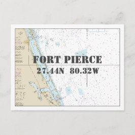 Postal Fort Pierce FL Gráfica Náutica Latitud Longitud