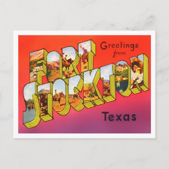 Postal Fort Stockton, Texas Vintage Big Letters (Anverso)
