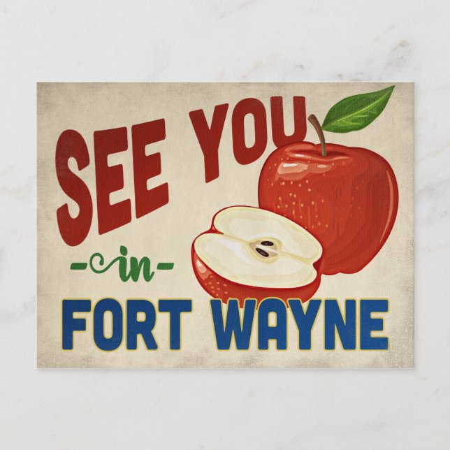 Postal Fort Wayne Indiana Apple - Viajes de época (Anverso)