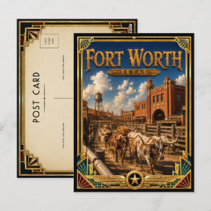 Postal Fort Worth Texas Arte Deco Vintage Edad de Oro
