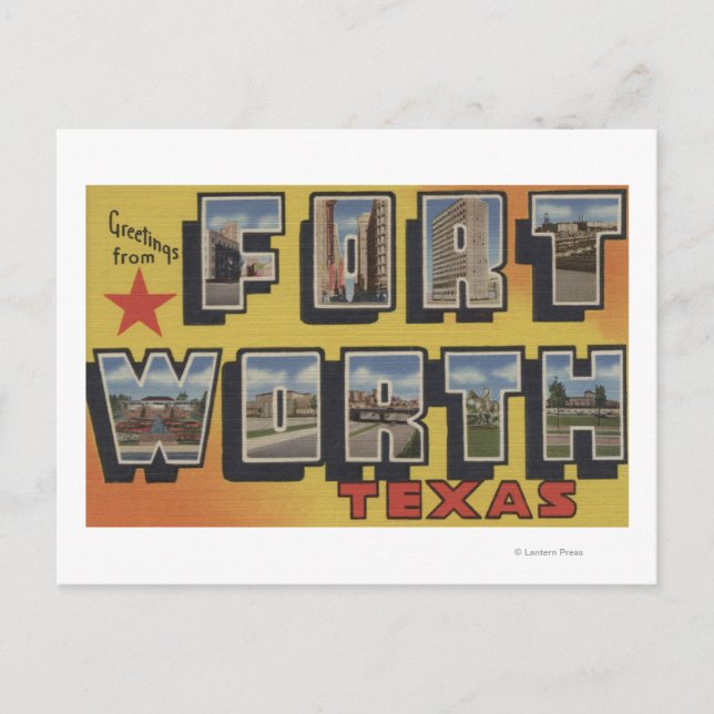 Postal Fort Worth, Texas - Escenas de letras grandes (Anverso)