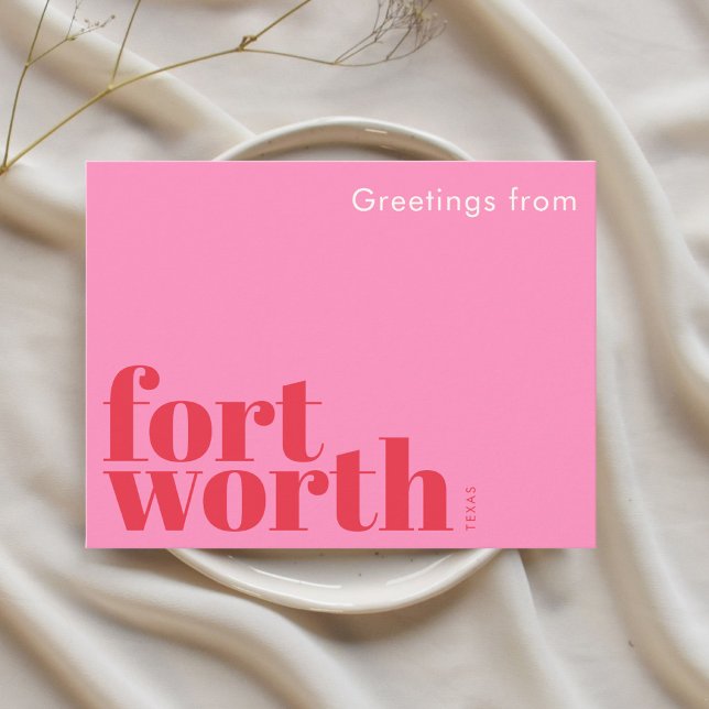 Postal Fort Worth Texas moderno rosa rojo (Subido por el creador)