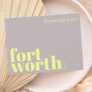 Postal Fort Worth Texas moderno rosa rojo
