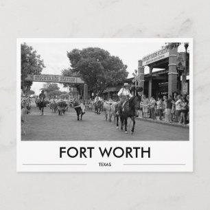 Postal Fort Worth Texas Regalo Stockyards Blanco y Negro