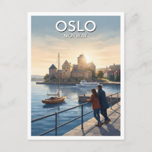 Postal Fortaleza de Akershus y puerto de Pipervika Oslo N