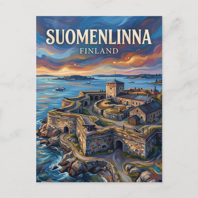 Postal Fortaleza marítima de Suomenlinna Finlandia (Anverso)