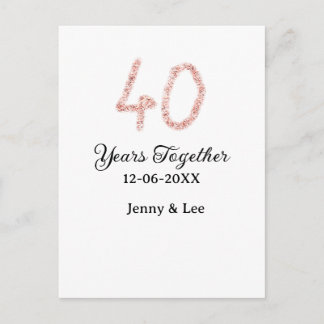 Postal Forty years together black pink glitter bold lette
