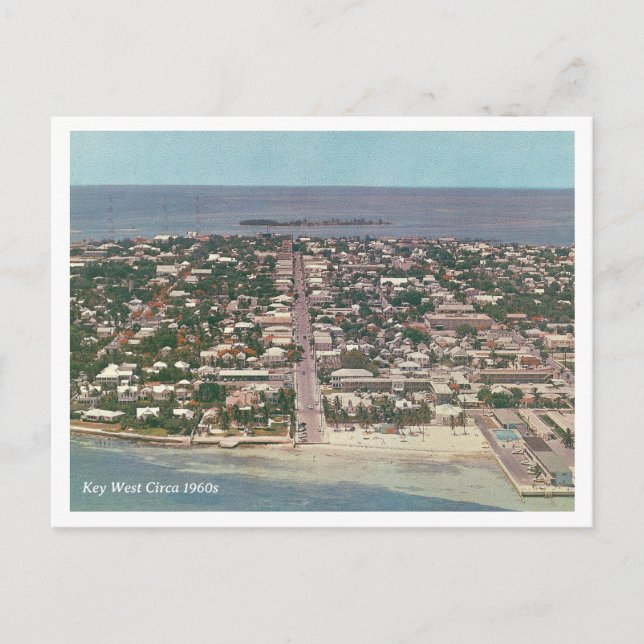 Postal Foto aérea antigua de Key West circa 1960s (Anverso)